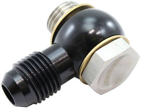 Aeroflow 1/4" NPSM Short Stainless Steel Banjo Bolt and Aluminium -6AN Banjo - AF398-06 AF398-06