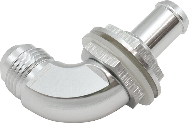 Aeroflow 90 Degree Fuel Cell Bulkhead -8AN to 1/2" Barb - AF937-08-08S AF937-08-08S