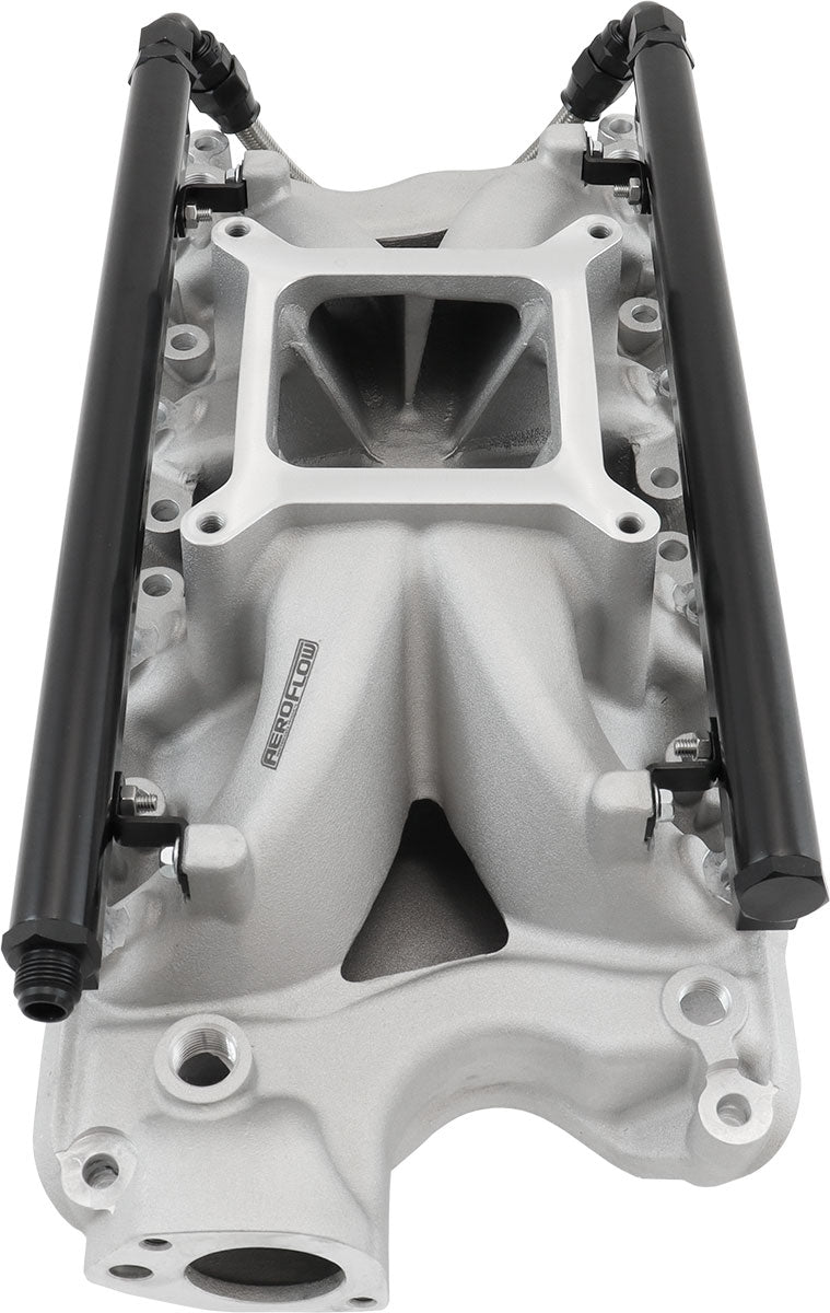 Aeroflow SB Ford 289-302 Windsor EFI Air Gap Single Plane Intake Manifold, Natural Cast Finish 2500 - 7500 RPM, Square Bore Carburettor Pad, Non-EGR (AF6090-2000)