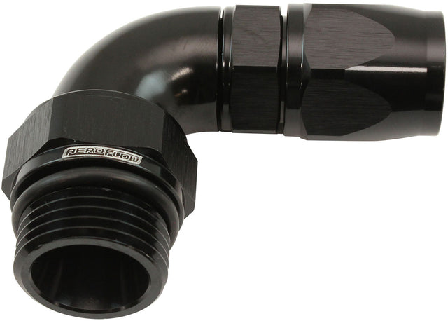 Aeroflow 90° ORB Male Swivel PTFE (Teflon®) Hose End -6 ORB to -8AN - AF583-08-06DBLK AF583-08-06DBLK