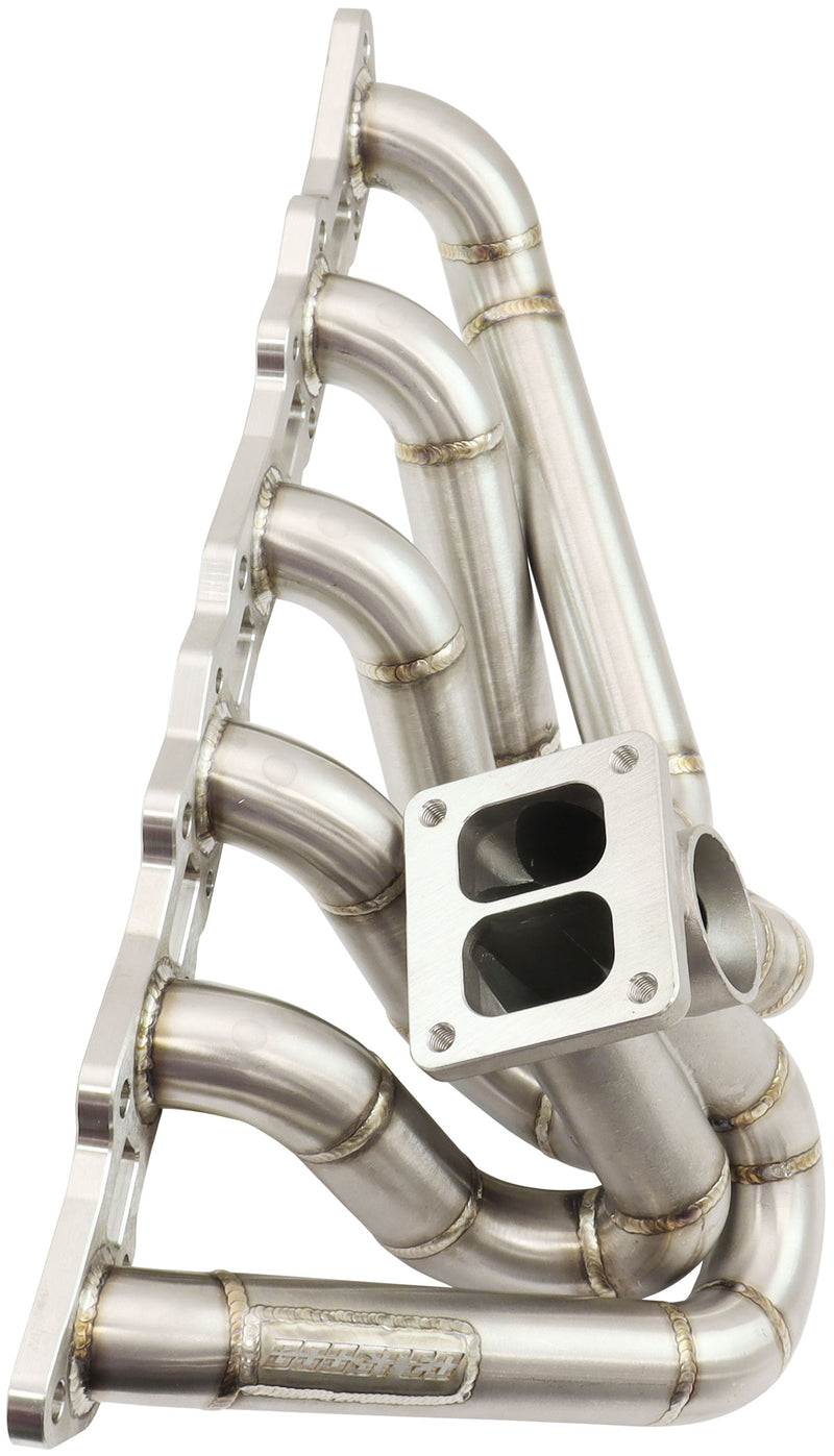Aeroflow Boosted Nissan RB20/RB25/RB26 T4 Turbo Stainless Manifold Suits High Mount Forward GT40-GT42 Turbo, with 50mm External Wastegate Flange (AF8477-4000)