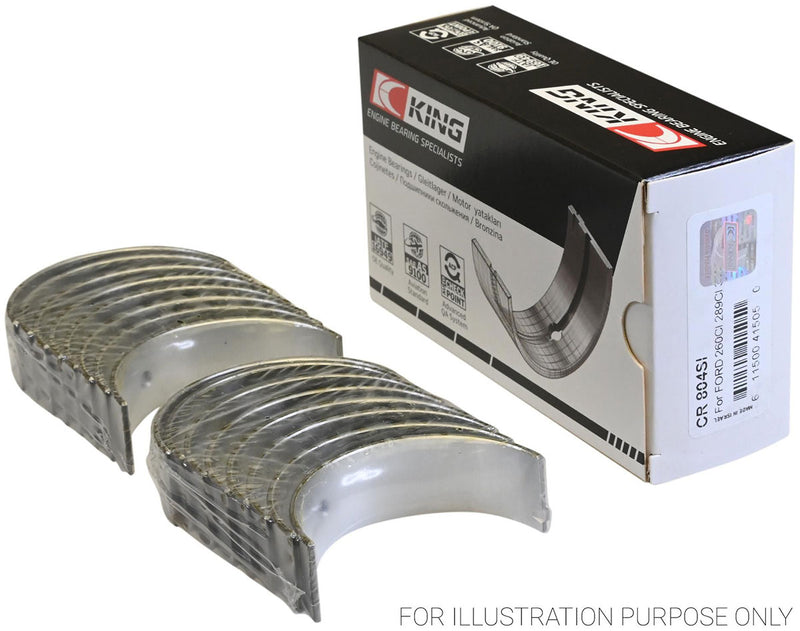 King SI Series Conrod Bearing Set, .001" Suit SB Ford 289-302 & 5.0L Windsor (KBCR804SI 001) KBCR804SI 001