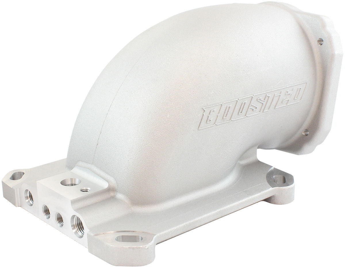 Aeroflow Cast EFI Throttle Body Elbow - Natural Cast Finish Suit 4150 / 4500 Flanges & GM LS 4 Bolt Throttle Body (AF2045-1001)