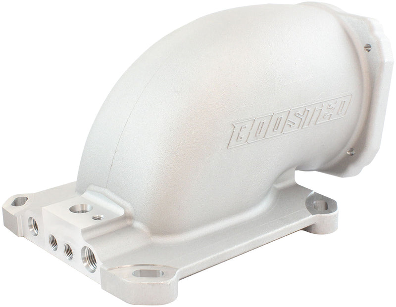 Aeroflow Cast EFI Throttle Body Elbow - Natural Cast Finish Suit 4150 / 4500 Flanges & GM LS 4 Bolt Throttle Body (AF2045-1001)