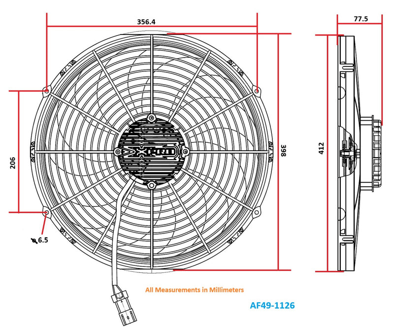 Aeroflow 16" Brushless Electric Fan with Curved Blades 3,300 CFM Rating. Non Reversable (AF49-1126)