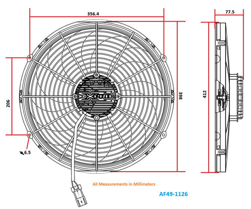 Aeroflow 16" Brushless Electric Fan with Curved Blades 3,300 CFM Rating. Non Reversable (AF49-1126)