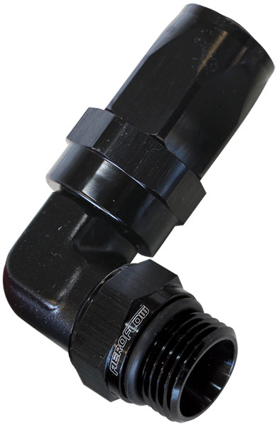 Aeroflow ORB Taper Swivel 90? Hose End -10AN to -12ORB - AF849-10-12BLK AF849-10-12BLK