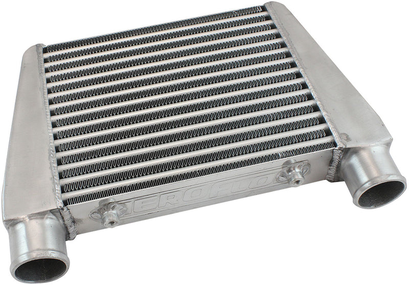 Aeroflow V-Mount Street Series Aluminium Intercooler, Silver Powder Coated Finish 330 x 280 x 76mm with 2-1/2" Inlet/Outlets (AF90-1015)