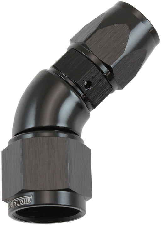 Aeroflow 200 Series Teflon Style One Piece 45 Degree Stepped Hose End -8AN to -8 Hose Black Finish, Suits 200 & 250 Series Hose (AF572-06-08DBLK) AF572-06-08DBLK