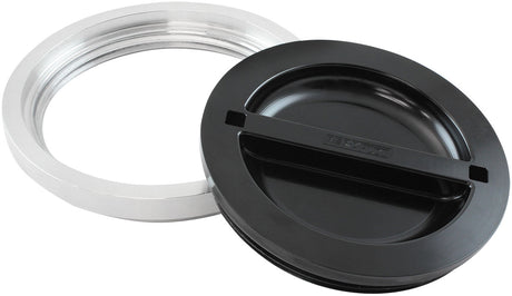 Aeroflow Flush Mount 6" Billet Aluminium Filler Black Cap & Bung for Ice Box 6" Female Alloy weld-on Bung (AF464-96BLK) AF464-96BLK