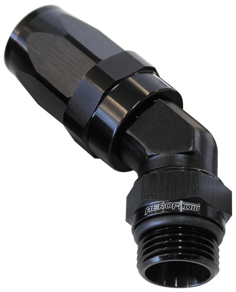 Aeroflow ORB Taper Swivel 45? Hose End -6 ORB to -6AN - AF844-06-06BLK AF844-06-06BLK