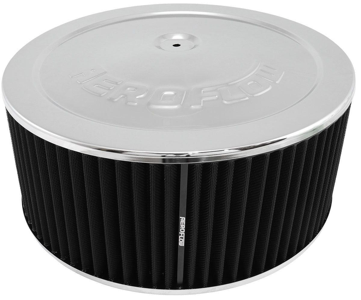 Aeroflow 14" x 6" Steel Top Air Filter Assembly, Chrome - AF2851-1310 AF2851-1310