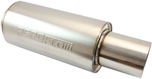 Aeroflow 5500 Series Stainless Steel 3-1/2" Round Muffler 3-1/2" Inlet, 18" Length, 6" Diameter, 5" Tip (AF5515-350) AF5515-350