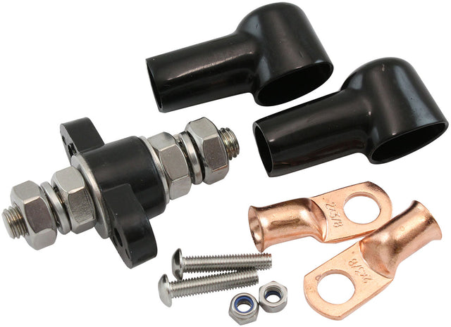 Aeroflow Single Black Electrical Terminal Bulkhead -M10 Stud - AF49-4062BLK AF49-4062BLK