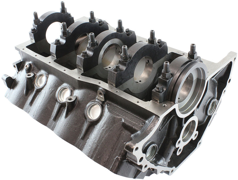Aeroflow Cast Iron Ford 351W Engine Block, 4.000" Bore 9.500" Deck Height, 351 Cleveland Mains, 4-Bolt Billet Splayed Caps (AF96-1010)