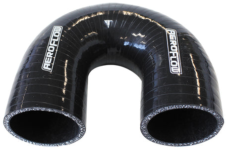 Aeroflow Gloss Black 180° Silicone Elbow Hose 2-3/4" (70mm) I.D 4-Ply, 5.3mm Wall Thickness, 100mm Leg (AF9206-275) AF9206-275