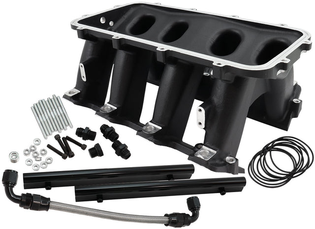 Aeroflow Hi Rise EFI GM LS Cathedral Port Intake Manifold Base, Black Finish - AF6279-5003 AF6279-5003