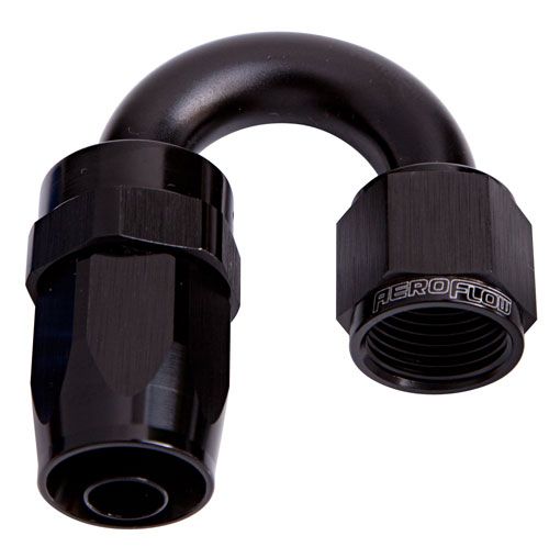 Aeroflow 100 Series Taper 180° Swivel Hose End -8AN (AF106-08BLK)