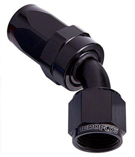 Aeroflow 100 Series Taper 45° Swivel Hose End -6AN (AF102-06BLK) AF102-06BLK