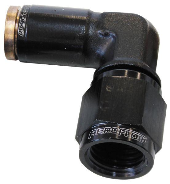Aeroflow 120 Series 90° -4AN to 1/4" Push to Connect Fitting (AF123-04-04BLK) AF123-04-04BLK