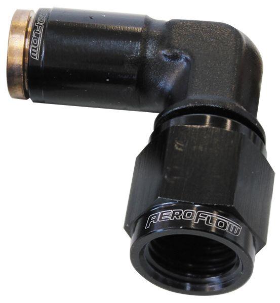 Aeroflow 120 Series 90° -4AN to 1/4" Push to Connect Fitting (AF123-04-04BLK)