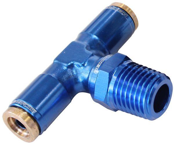 Aeroflow 120 Series 1/8" NPT to 3/16" Push to Connect Tee Fitting (AF124-02)