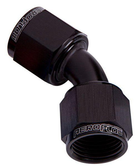 Aeroflow 45° Female Swivel Coupler -8AN (AF132-08BLK) AF132-08BLK