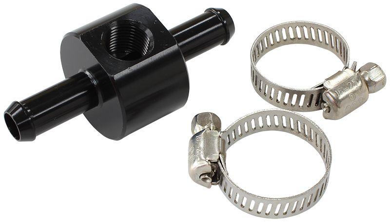 Aeroflow Inline 3/8" Barb Adapter with 1/8" Port (AF138-06BLK) AF138-06BLK