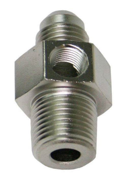 Aeroflow Male NPT to Adapter 1/4" to -6AN with 1/8" Port (AF139-06-04S)