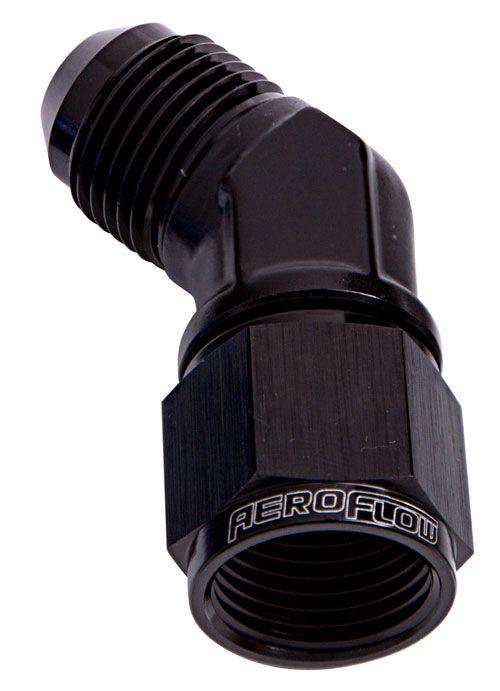 Aeroflow 45° Female/Male Flare Swivel -6AN (AF142-06BLK) AF142-06BLK