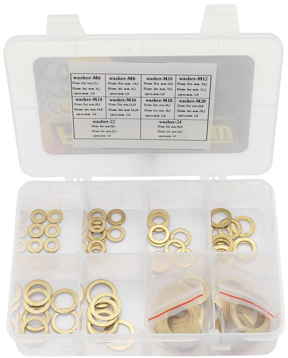 Aeroflow Metric Brass Washer Kit suit M6 to M24 (AF181-KIT)