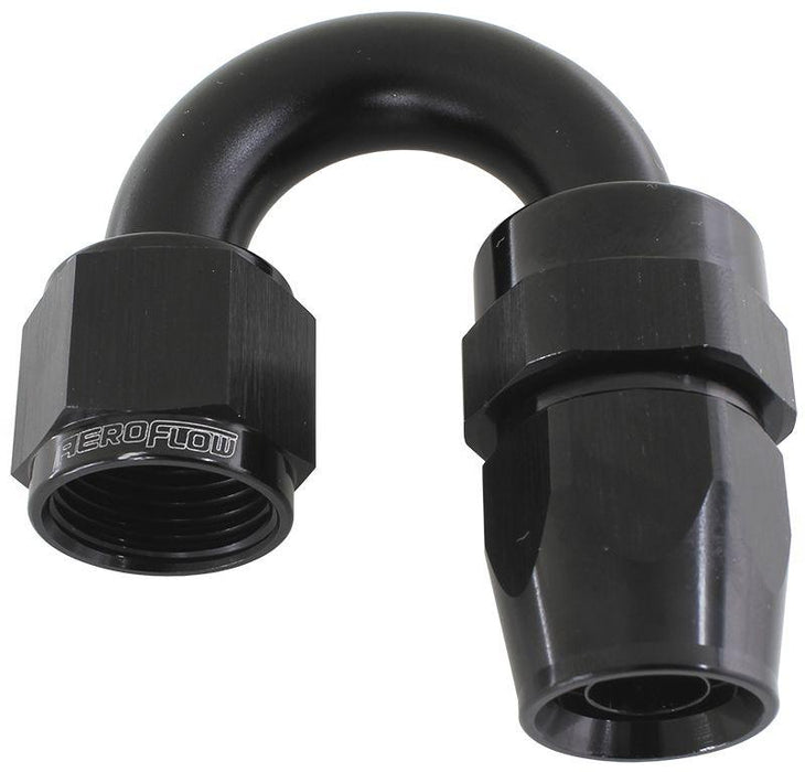 Aeroflow 200 Series PTFE 180° Hose End -3AN (AF206-03DBLK)