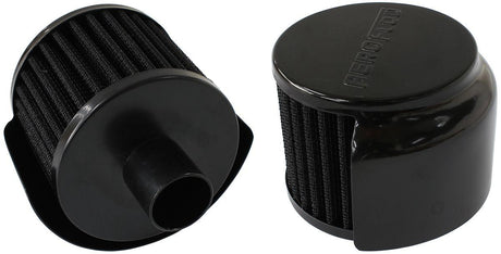 Aeroflow Black Push In Breather With Black Shield (AF2271-1520) AF2271-1520