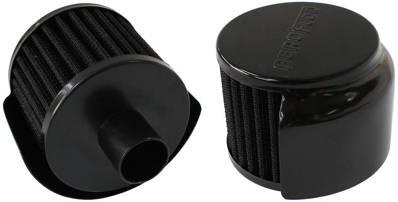 Aeroflow Black Push In Breather With Black Shield (AF2271-1520) AF2271-1520