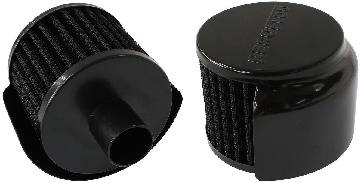 Aeroflow Black Push In Breather With Black Shield (AF2271-1520)