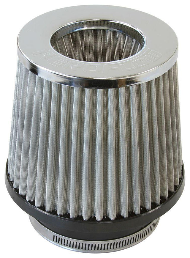Aeroflow Universal 3" (76mm) Clamp-On Stainless Steel Inverted Tapered Pod Filter with Chrome End (AF2815-3000) AF2815-3000