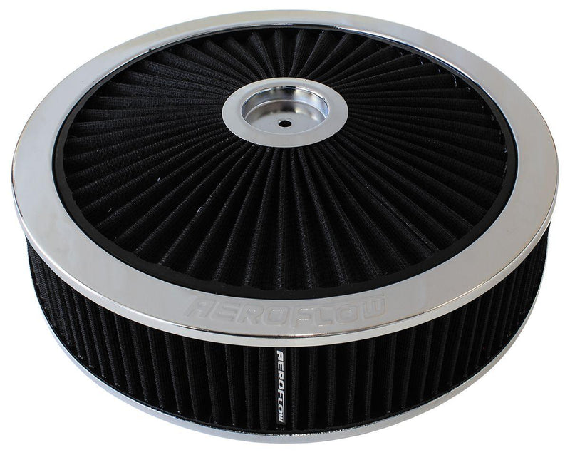 Aeroflow 14" x 4", 7-5/16" neck Chrome Full Flow Air Filter Assembly (AF2851-3080) AF2851-3080
