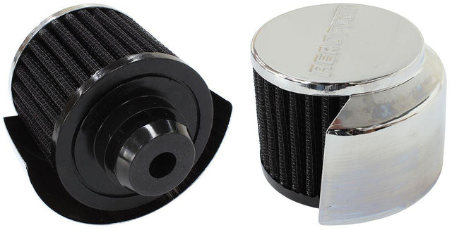 Aeroflow Chrome Push In Breather With Chrome Shield (AF2871-1516) AF2871-1516