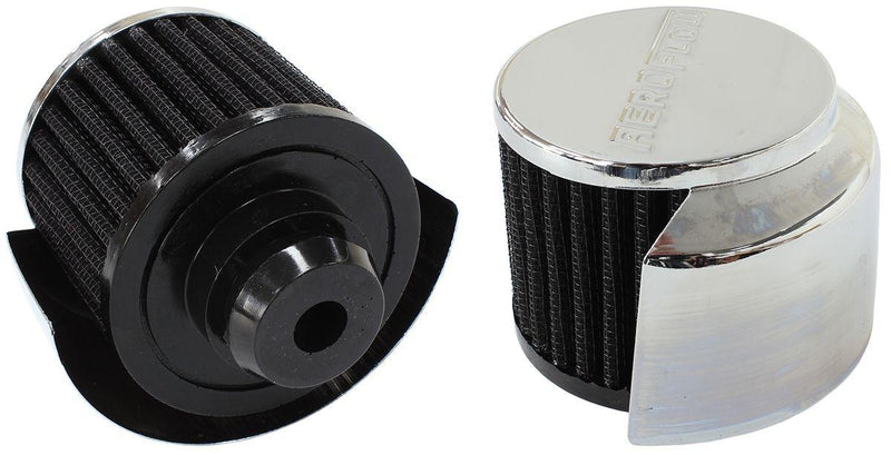 Aeroflow Chrome Push In Breather With Chrome Shield (AF2871-1516) AF2871-1516