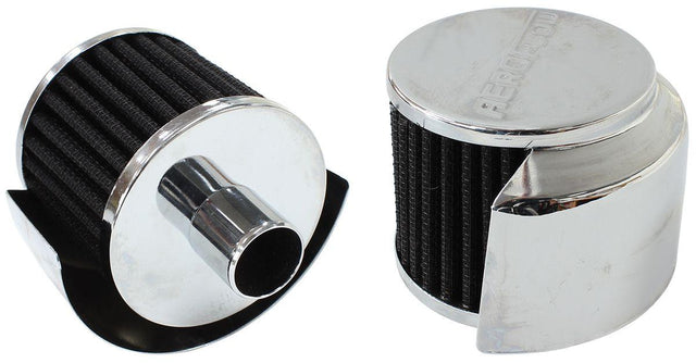 Aeroflow Chrome Push In Breather With Chrome Shield (AF2871-1520) AF2871-1520