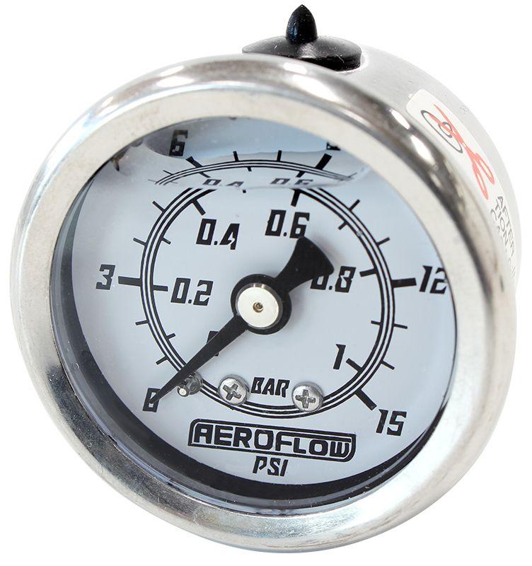 Aeroflow 1-1/2" Liquid Filled 15 psi Pressure Gauge (AF30-2202) AF30-2202