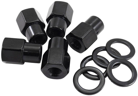 Aeroflow 0.550" Shank Open Black Wheel Nuts - 7/16-20" (AF3011-6000) AF3011-6000
