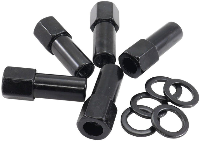 Aeroflow 1.380" Shank Open Black Wheel Nuts - 7/16-20" (AF3011-9000) AF3011-9000