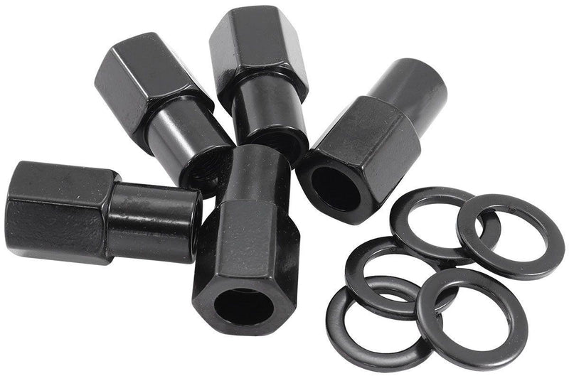 Aeroflow 0.750" Shank Open Black Wheel Nuts - 1/2-20" (AF3012-7000) AF3012-7000