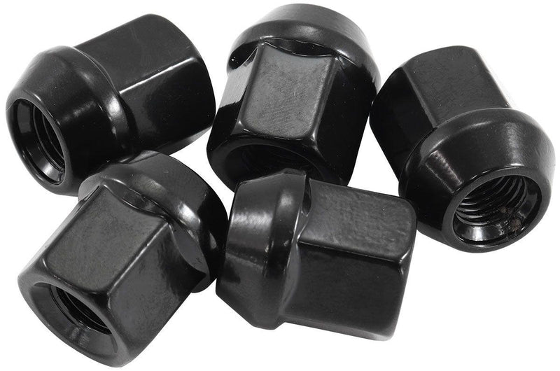 Aeroflow Acorn Short Open Black Wheel Nuts - M12 x 1.25mm (AF3015-1000) AF3015-1000