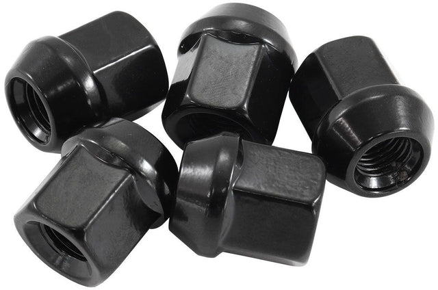 Aeroflow Acorn Short Open Black Wheel Nuts - M12 x 1.50mm (AF3016-1000) AF3016-1000