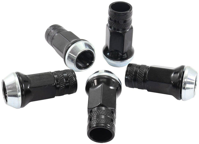Aeroflow Acorn Long Open Black Wheel Nuts - M12 x 1.50mm (AF3016-3000) AF3016-3000