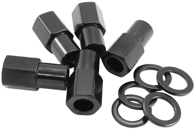 Aeroflow 0.750" Shank Open Black Wheel Nuts - M12 x 1.50mm (AF3016-7000)