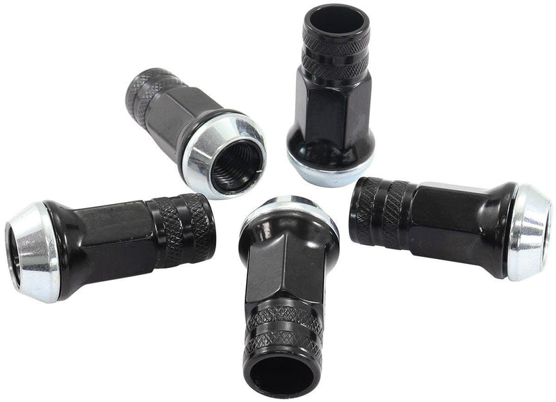Aeroflow Acorn Long Open Black Wheel Nuts - M14 x 1.50mm (AF3018-3000) AF3018-3000