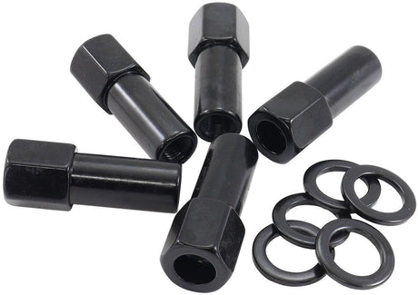 Aeroflow 1.380" Shank Open Black Wheel Nuts - M14 x 1.50mm (AF3018-9000) AF3018-9000